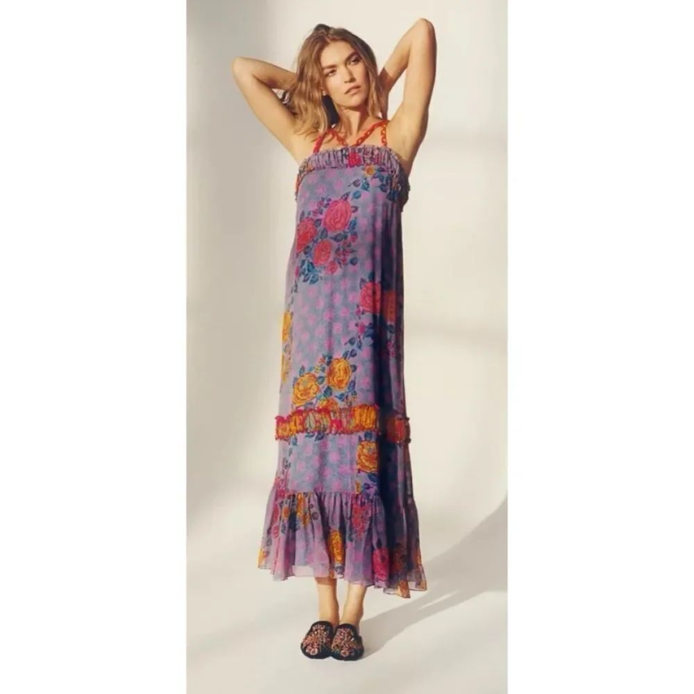 Anthropologie Anupamaa Coraline SILK Maxi Purple Dress Size S